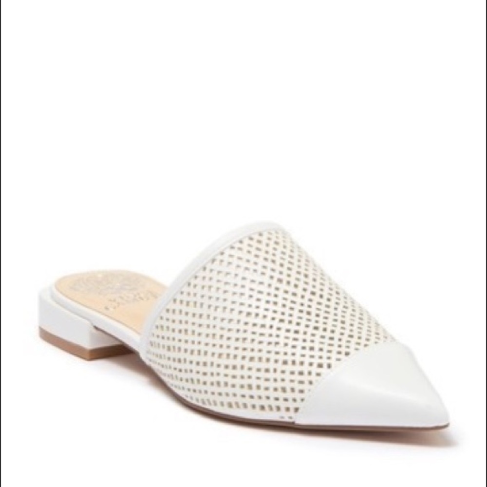 NWB Vince Camuto Chareese Leather Mules White 7.5